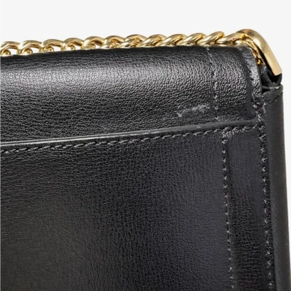 Michael Kors Kinsley Black Leather Crossbody Bag Gold Chain Classic Purse Medium - Picture 4 of 8